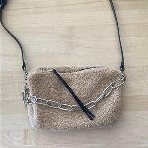 Zara Tan and Black Crossbody Bag with Adjustable Strap